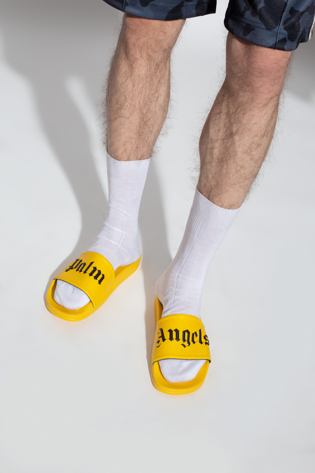 Yellow Slides with logo Palm Angels Lettie studded sock sneakers